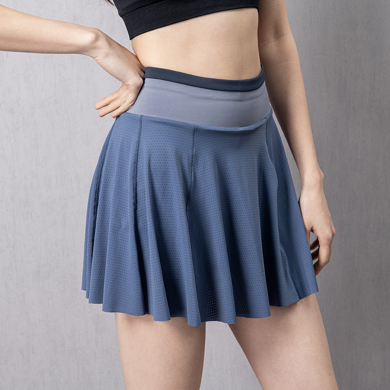 Jupes de tennis Cloud Hide pour femmes, course à pied, golf, badminton, pantalons de sport, gym, fitness, poche pour téléphone, taille haute, jupe de sport