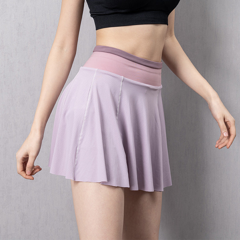 Jupes de tennis Cloud Hide pour femmes, course à pied, golf, badminton, pantalons de sport, gym, fitness, poche pour téléphone, taille haute, jupe de sport