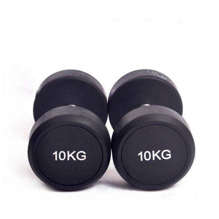 Haltères de fitness à tête ronde caoutchoutée en fonte