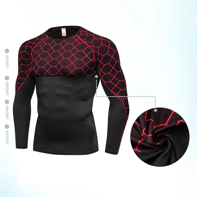 Ensemble de jogging de compression pour hommes, vêtements de sport, t-shirt long et pantalon, collants d'entraînement de fitness, 2 pièces